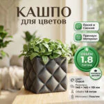 Дизайнерский горшок для растений с имитацией стёганной ткани, 14х14х12 см, серый Дизайнерский горшок для растений с имитацией стёганной ткани, 14х14х12 см, серый